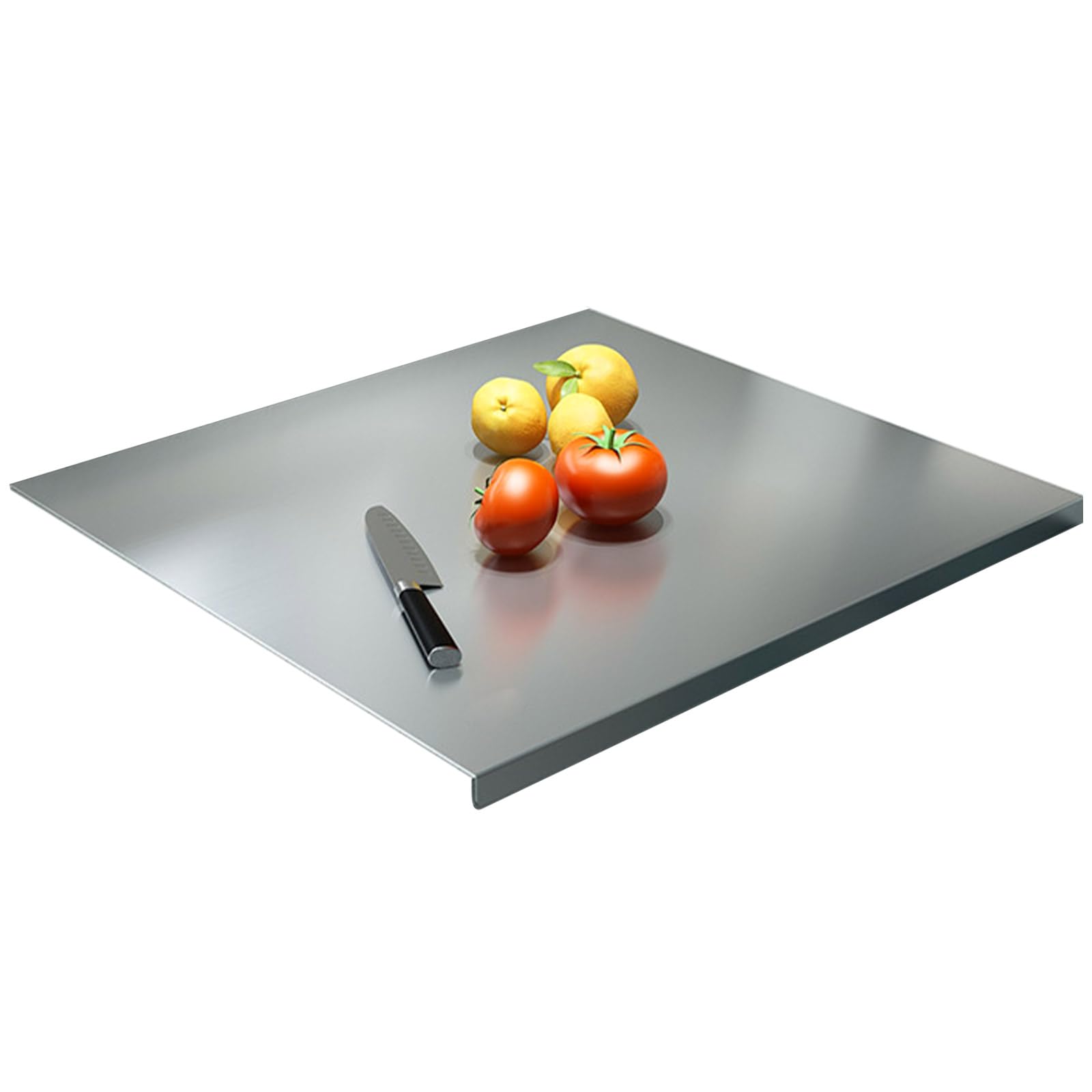 bimiti Tagliere in acciaio inox per proteggere il piano di lavoro, 80 x 50 cm, extra large, tagliere da pasticceria, con bordo e mattarello