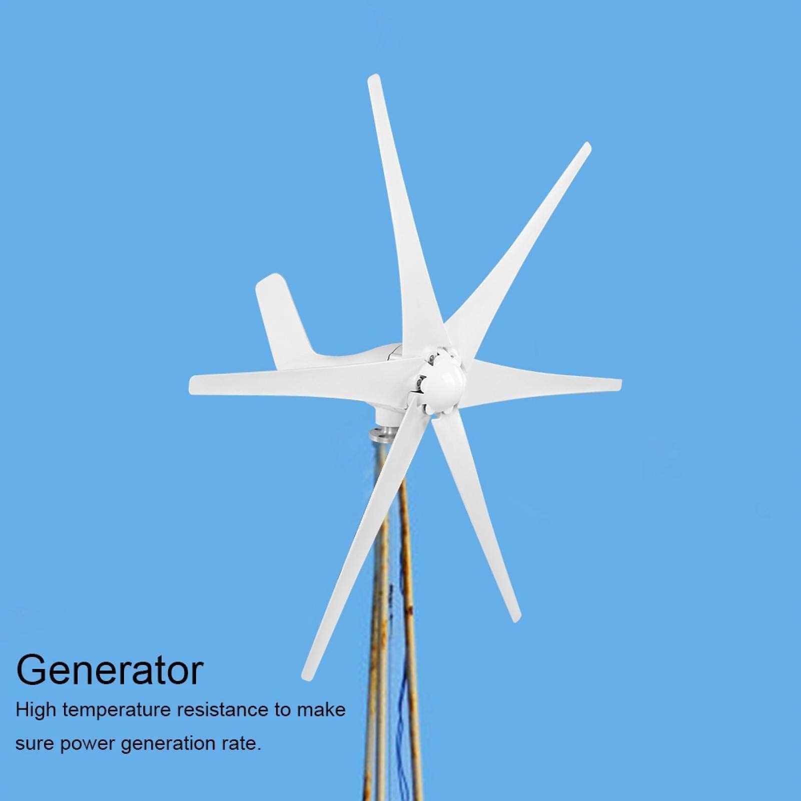 Generatore Eolico, s Kit generatore 6 Pale Piccolo Alimentatore Parti di energia eolica Generatori Esterni per Cabina Mobile Barche 200W