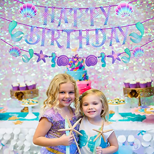Mermaid Theme Birthday Banner Little Mermaid Party Decoration For Girls Under The Sea Party Decoration Baby Shower Supplies #TOP6