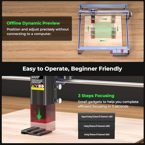 Image of CREALITY FALCON 10w Laser Engraver with Air Assist, Laser Engraving Machine with Rotary Roller, 72W High Precision Laser Cutter and Engraver for Wood, Metal, Acrylic, Cylindrical Objects, Tumblers