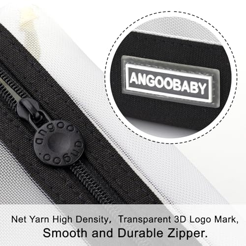 Image of ANGOOBABY Mesh Pencil Bag Clear pencil case Zipper Pouch Bags Multifunctional Pencil Holder for Students, Small Makeup Bag Suitable for Teen Girls & Boys (Black)