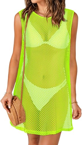 CHICGAL Womens Swimsuit CoverUp Knit Sleeveless Bathing Cover Ups Bikini Beach Dress Hollow Out Summer Vacation Swimwear