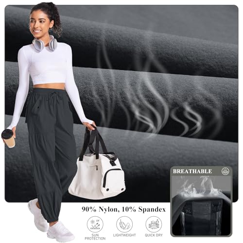 Jessie Kidden Womens Baggy Parachute Pants Drawstring Elastic Loose Jogger for Women Casual Lightweight Hiking4