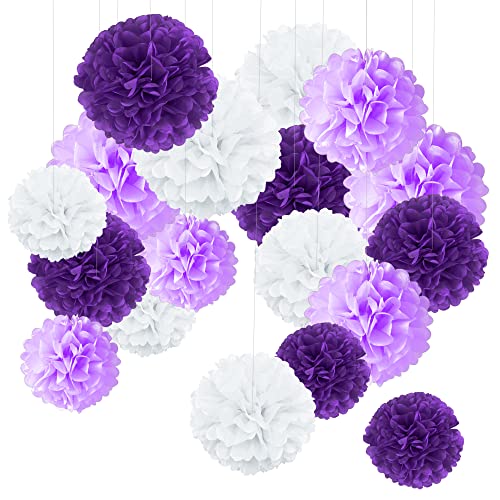 Lot de 18 pompons en papier de soie - Decoration pour mariage Boheme anniversaire fête prénatale Saint-Valentin Suspendre de Plafond fête de jardin