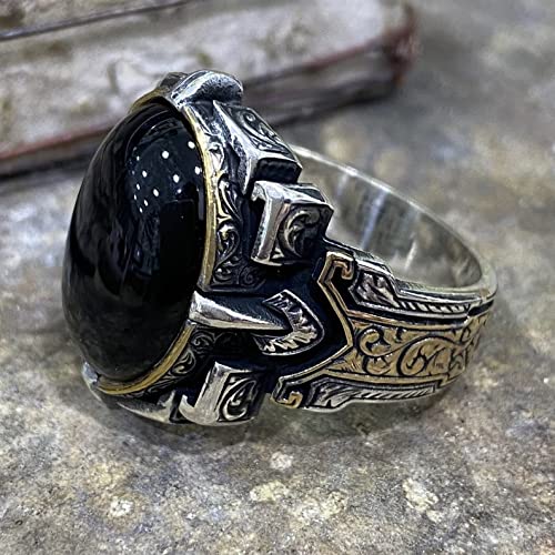 Miniatura 8 de Men Handmade Ring, Oval Onyx Stone Ring, Onyx Gemstone Ring,Ottoman Men Sterling Silver Ring, Turkısh Handmade 925k Sterling Silver Ring