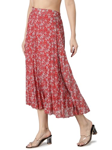Image of NUEVOSDAMAS Floral Printed Pleated Navy /Multi Skirt
