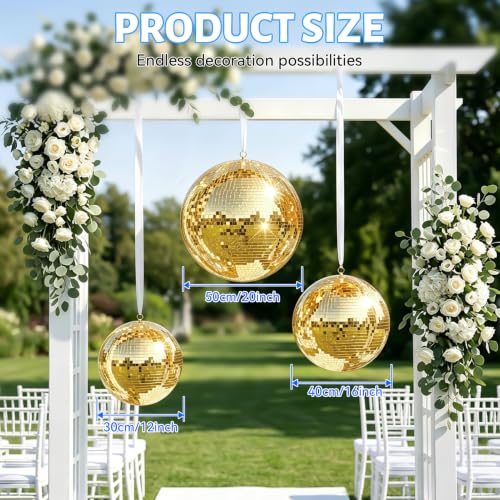 Bola espejada de 20 pulgadas, bola disco colgante de vidrio reflectante para decoración festiva en pisos de baile, bodas, eventos y celebraciones en casa — efecto clásico de luces centelleantes miniatura 3