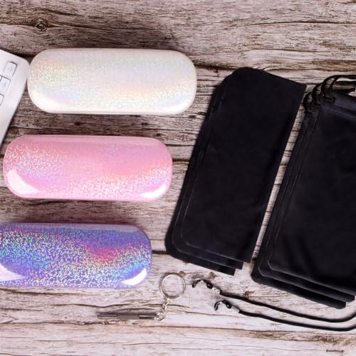 Image of ADBGV 3Pcs Unisex Hard Shell Eyeglasses Cases, Protective Case For Glasses,Sunglasses Case with Cleaning Cloth