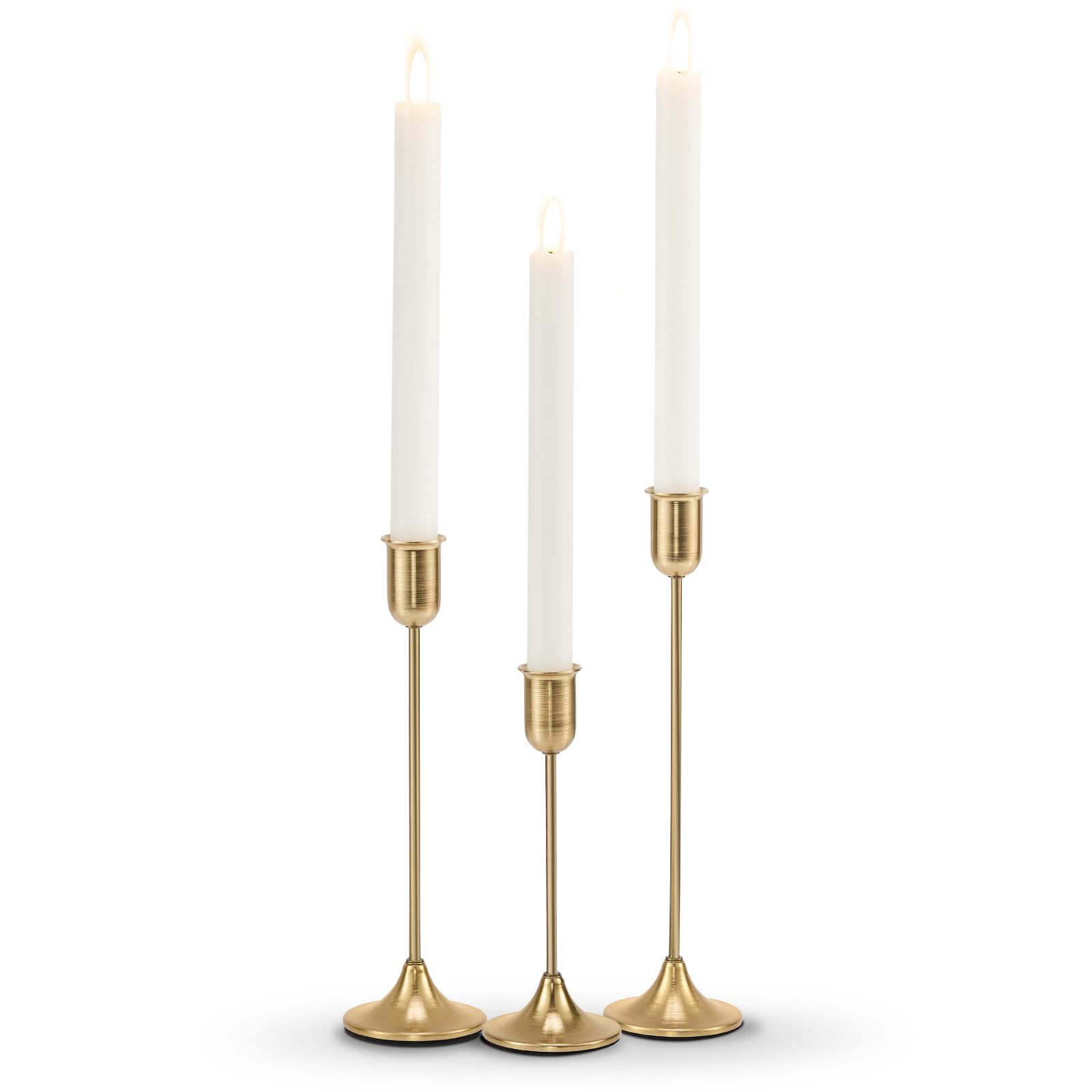 Candlestick Holders, Taper Candle Holders Set of 3, Gold Vintage Candle Sticks Holder Decor for Table Centerpiece, Fireplace Mantel, Weddings & Housewarming Décor with Gift Box