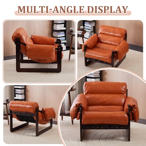 Sillón Moderno Naranja Piel Aceitada miniatura 6