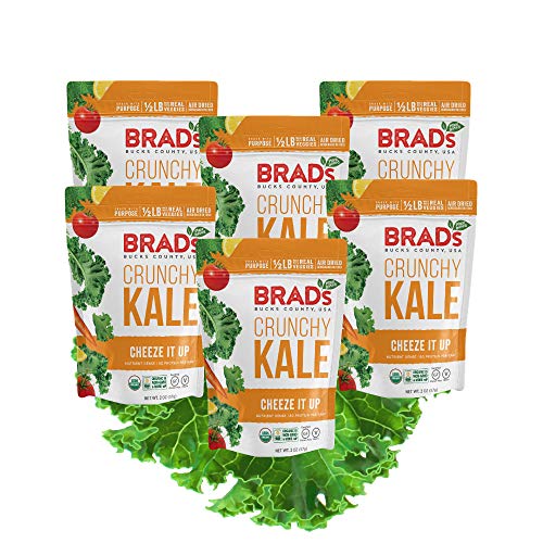 Brad's Plant Based Organic Crunchy Kale, Cheeze It Up, 6 Bags, 12 Servings