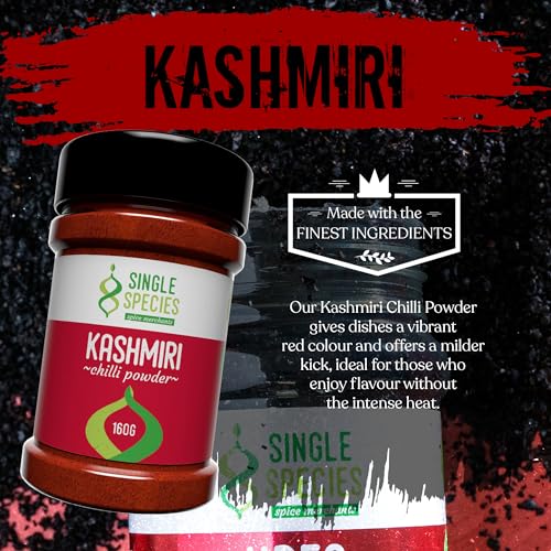 Angus & Oink | Superior Single Species Kashmiri Chilli Powder | For Authentic Rogan Josh & Tikka Masala | Vibrant Red Color, Mild Heat | Perfect for Curries & Tomato-Based Dishes | 1 x 160G