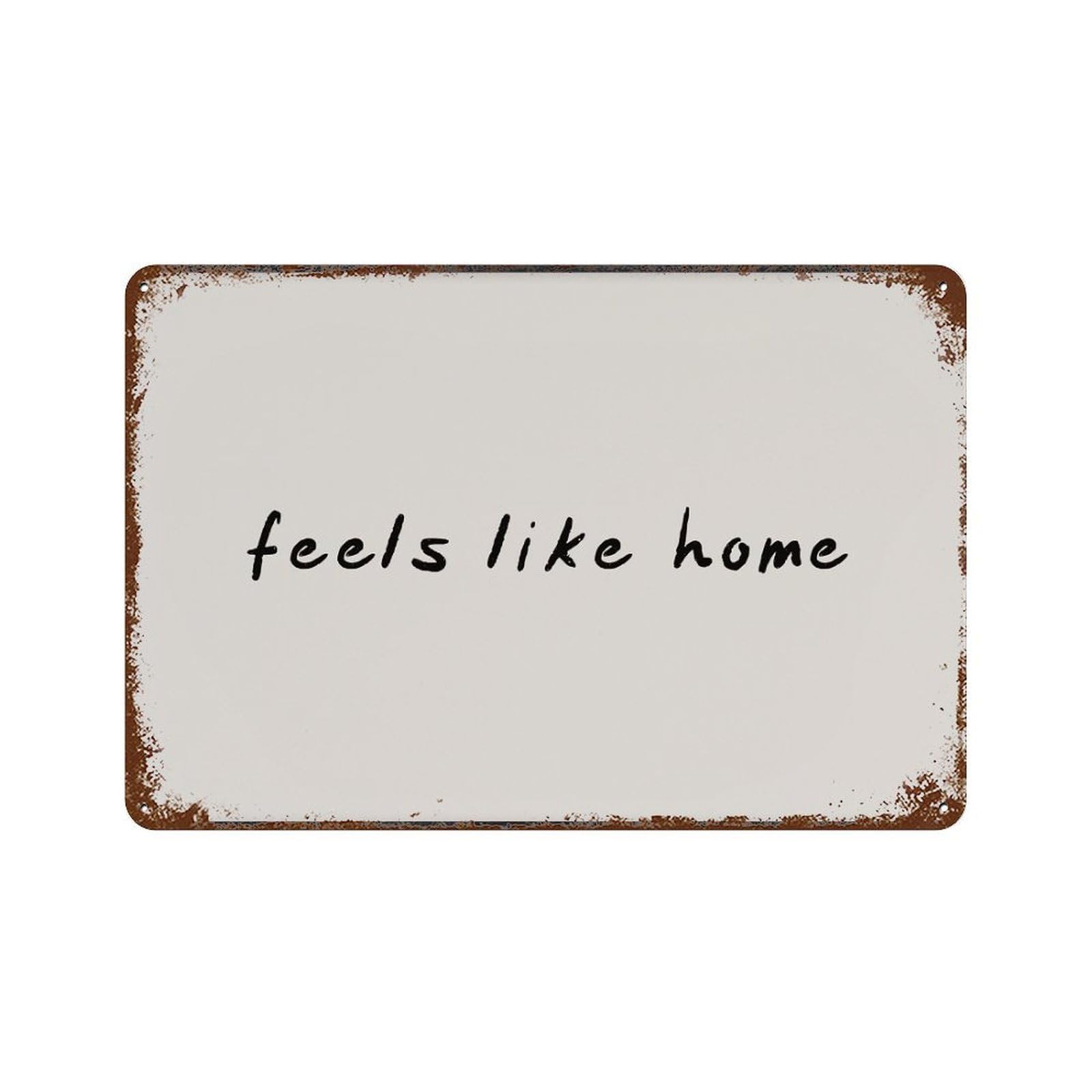 xiaoxiaoshen Feels Like Home Minimalist Handwritten Wall Decor Art Metal Tin Poster Modern Home Decor Art Home Bar Shop Decorations Vintage Sign 20x30cm
