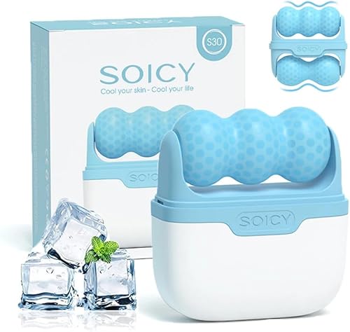 ONLYSKY BEAUTY Masajeador facial Blue Ice - Masaje frío para cuerpo, ojos, cuidado de la piel de la cara, herramienta de rodillo de enfriamiento