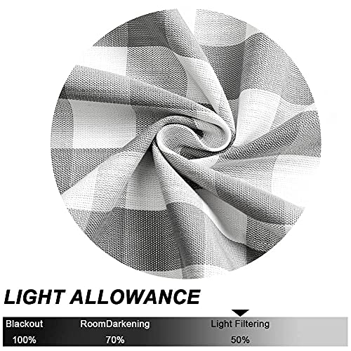 Bapawfish Grey Buffalo Plaid Valance For Kitchen, Buffalo Check Gingham Valance Curtains For Windows, Farmhouse Rustic Grommet Kitchen Curtain Valance, 55" X 15", Silver/Gray #TOP4