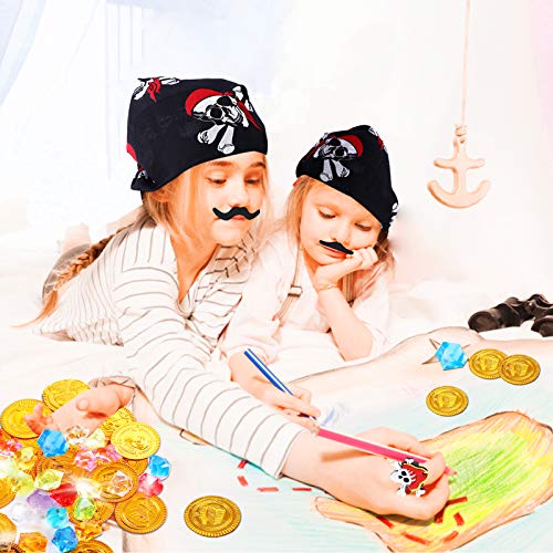 FORMIZON Piraten Zubehör Set, 86 Stück Kinder Piratenkapitän Augenklappe Piraten Bandana Schnurrbart Piraten Ringe… – Bild 8