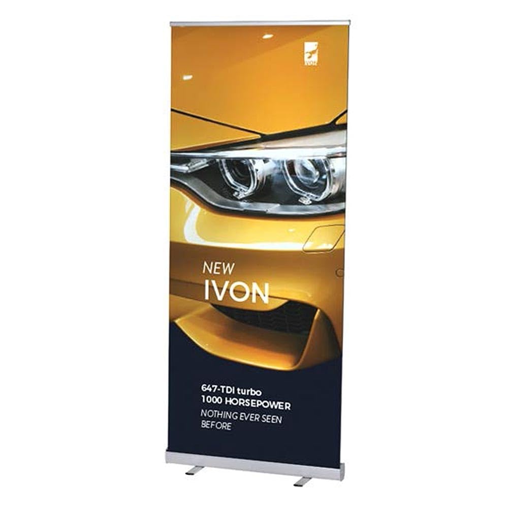 Roll Up Pubblicitario Personalizzato Stampa HD Modello STRONG Espositore Avvolgibile in Alluminio con Tela Premium Anti-Arricciamento Ideale per Fiere, Eventi e Negozi, 100 x 200 cm