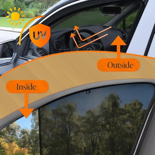 Image of Autofact Car Sunshades for Mahindra Thar Roxx, UV Protection, Useful Car Accessories, Custom fit Sun Shades for Side Windows, Set of 8