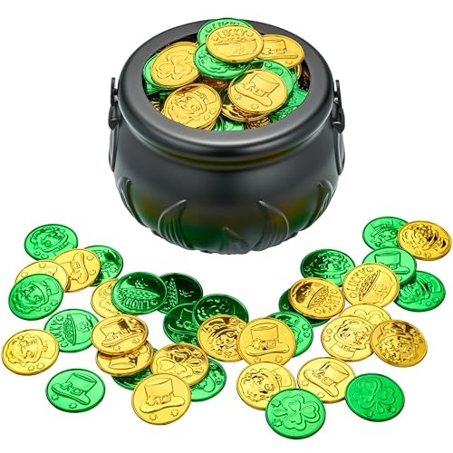 Opiniones y reviews de San plastico - los más vendidos. 38 JOYIN 208 monedas de plástico de duende de la suerte del día de San Patricio y 1 caldero negro grande con asa, olla de oro, suministros para fiestas, decoraciones del día de San...