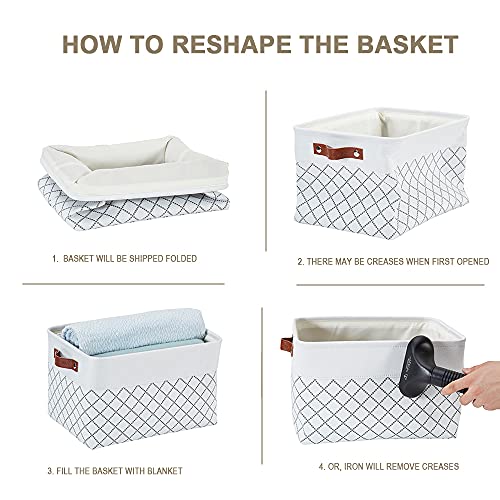 Image of DECOMOMO Foldable Storage Bin | Collapsible Sturdy Cationic Fabric Storage Basket Cube W /Handles (Navy Blue Pattern, Large - 15 x 11 x 9.5-3 Pack)