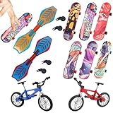 YQOPDEBD 10-teiliges Finger Skateboard, Fingerskateboard Set mit Fingerboard und Finger, Mini-Skateboards für Finger, Fingerskateboards für Unterhaltung