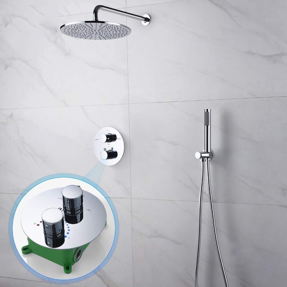 Grifo Mezclador baño termostático Doble 10 Pulgadas o 8 Pulgadas, Juego Ducha latón, 8 Pulgadas