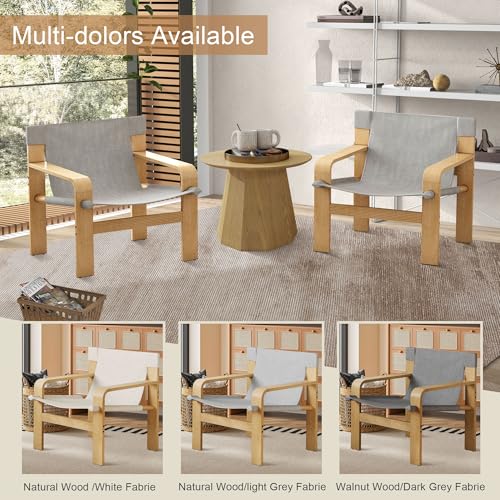 Sillón de tela moderno blanco con estructura de madera miniatura 5
