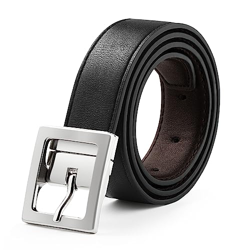 AWAYTR Reversible Kids Belts for Boys - Brown and Black Leather Belt for School Uniform Casual Jeans