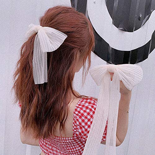 Women Large Bow Hairpin Chiffon Mesh Big Bowknot Ribbon Hairband Clip Lady Girls Spring Hair Accessory image 4