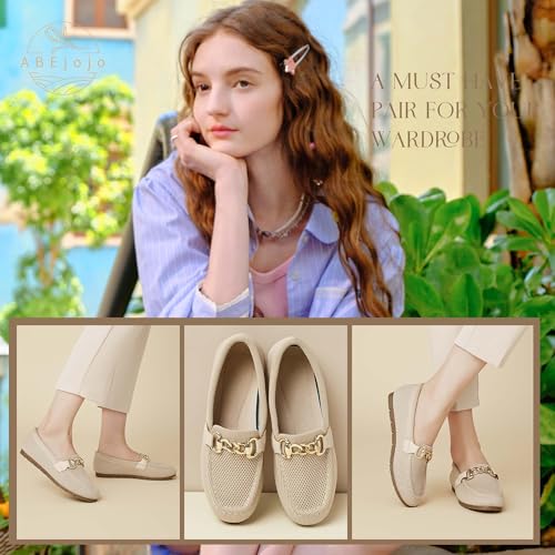 Image of ABEJOJO Women's Loafer Shoes, Comfortable Slip on Casual Flat Penny Shoes for Walking, Driving, Dressy