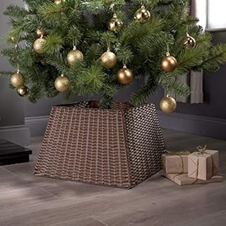 Christmas Xmas Tree Skirts | Stand Base Basket Cover | Festive Tidy Decoration (Brown)