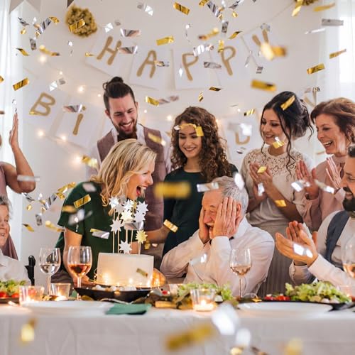 Image of Sumind 200 Grams Large Gold Silver Confetti Foil Glitter Metallic Shredded Paper Filler Throwable Scatter Table Party Confetti for Wedding Graduation Birthday Baby Shower Celebrations Xmas Party Decor