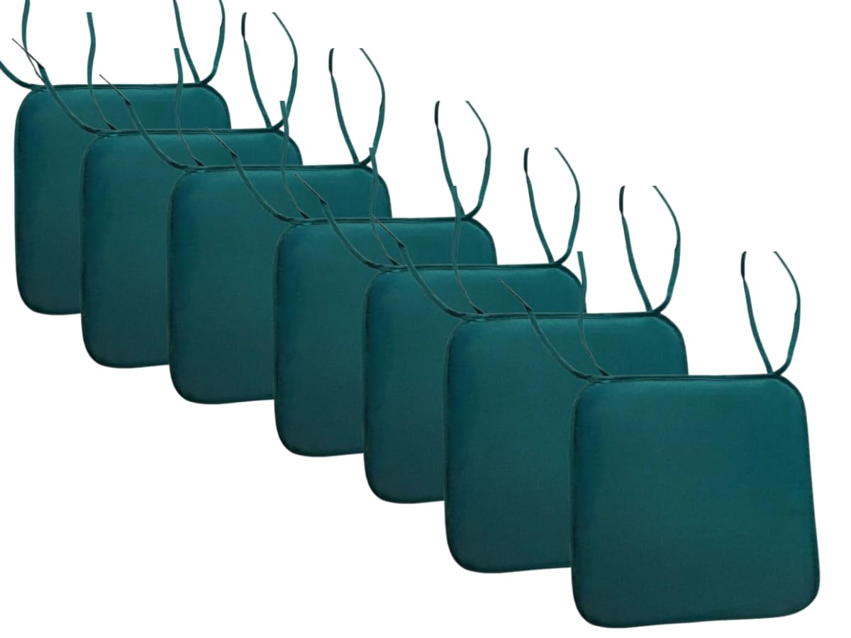 L S U Waterproof Chair Cushion Seat Pads Outdoor Tie-On Garden Patio Kitchen Office Chairs- Pack of 2, 4, 6, 8 (Pack 8 Green)