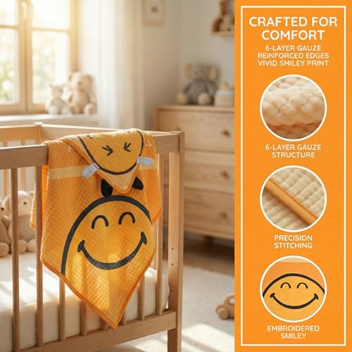Image of SMILEYWORLD Bath Towels with Hood for Kids, 40''x40'' Soft Cotton Beach Towel Wrap, Toddler Swimming Pool Hooded, Shower Bath Towel for Girls Boys Ages 3-10 (Smile)