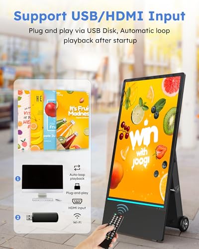Image of HARZHI 43 Inch Outdoor Digital Signage Display, Portable LCD Kiosk, IP65 Waterproof, 2000nits High Brightness, Auto Brightness Adjustment, Rechargeable