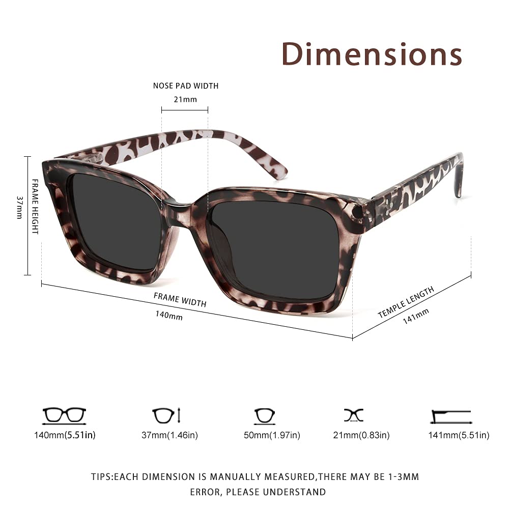 JiSoo Reading Sunglasses 2.75 Women Ladies Oversized Tortoiseshell Reading Sun Glasses Sun Readers for Outdoor NOT Bifocal,Leopard Brown - Image 3