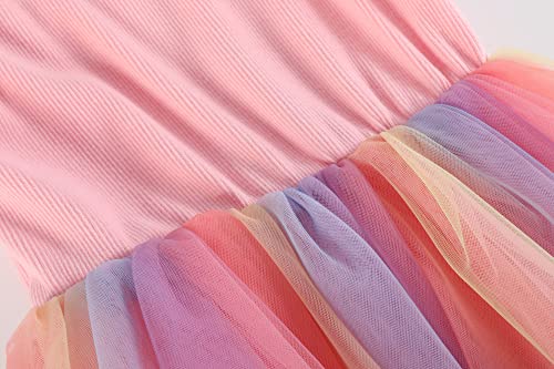 Image of GSVIBK Baby Girls Tutu Dress Sleeveless Toddler Cotton Tulle Skirt Princess Party Prom Dresses