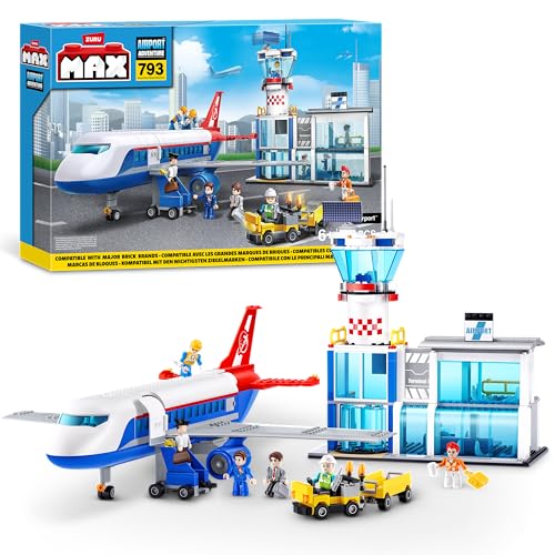 MAX Adventure Airport Playset (793 pieces) Building Bricks Toys For Kids 5+ Create Vehicles and More Unbox Discover Major Brand Compatible