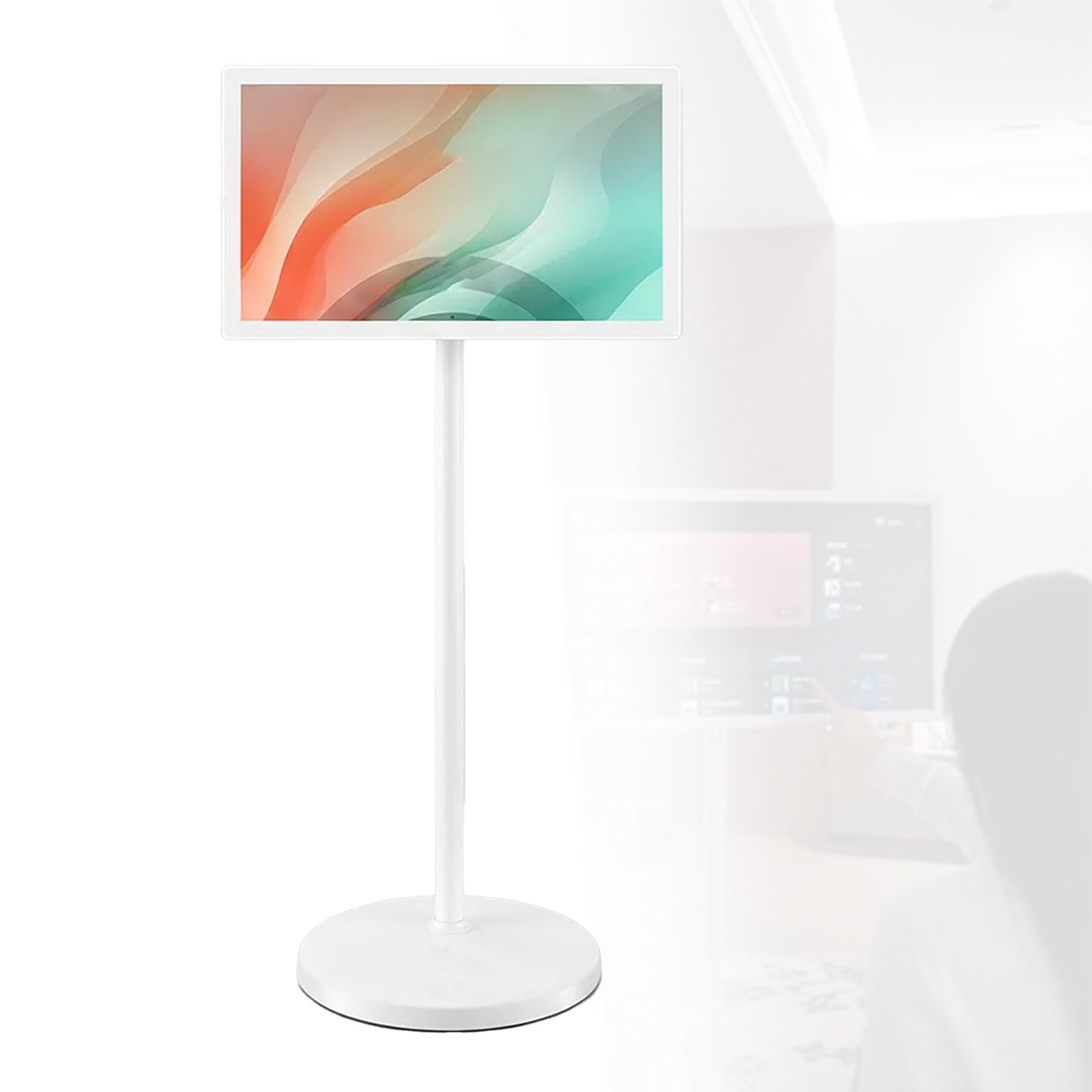 TéLéViseur Portable 21,5 Pouces 1080p sur roulettes, Moniteur Tactile Intelligent avec Android 13, Batterie IntéGréE pour Le Divertissement à Domicile Et La Mobilité 8+128G