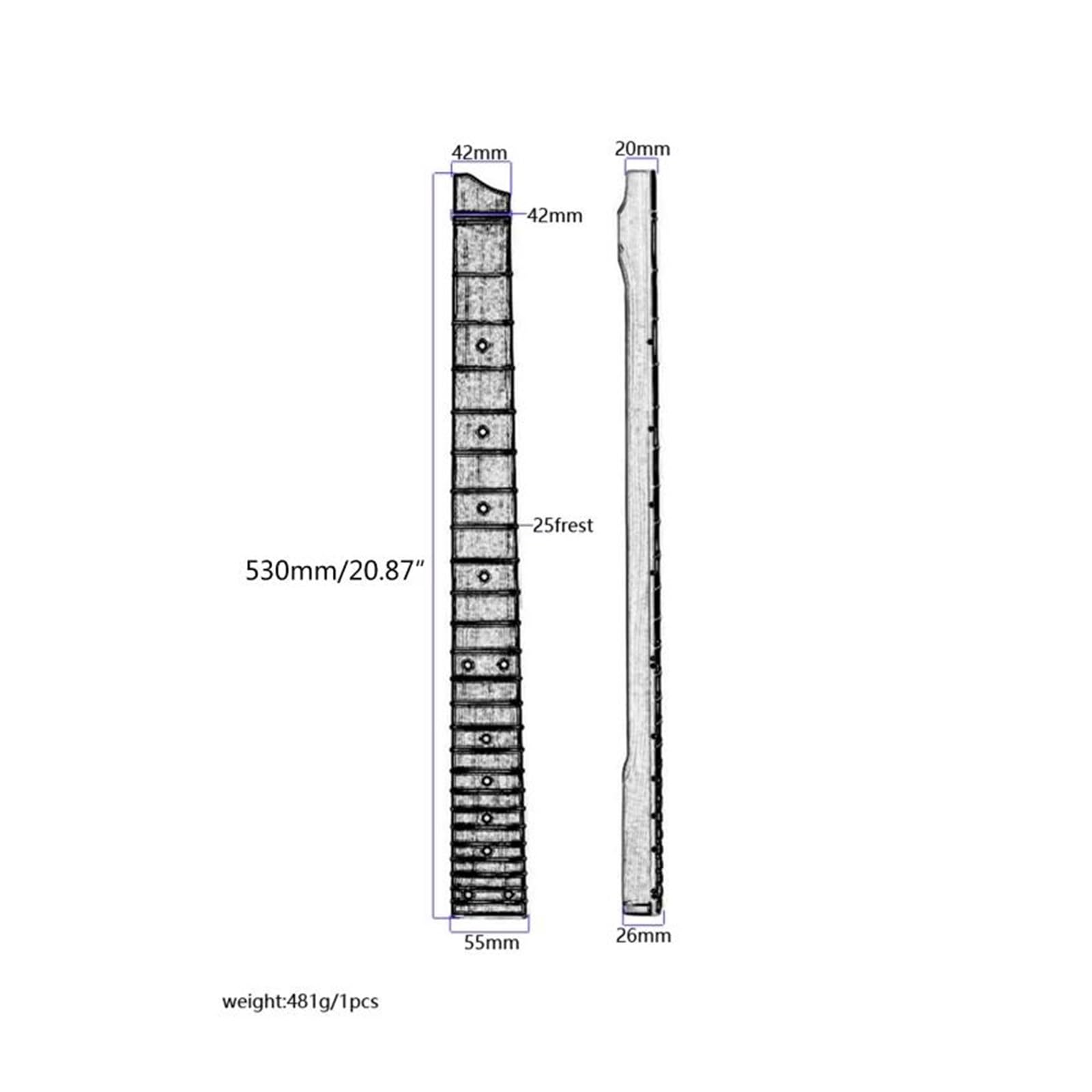manche de guitare Guitare Basse Électrique Sans Tête À 4 Cordes, Manche En Érable, Matériel De Touche En Palissandre