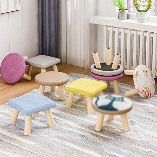 Pouf tabouret en tissu en lin de qualité supérieure marron