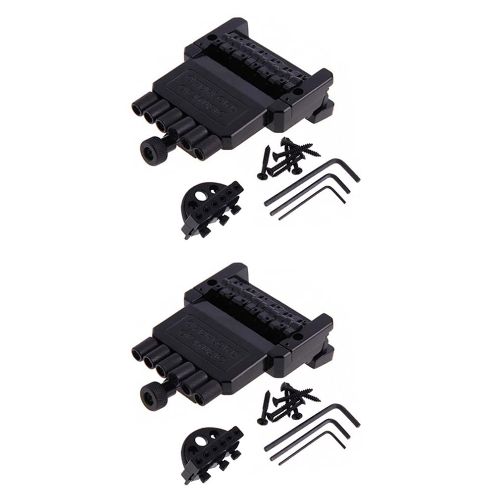 Remingtape 2 Set 6 String Saddle Headless Guitar Bridge Tailpiece Black for Electric Guitar Parts Replacement