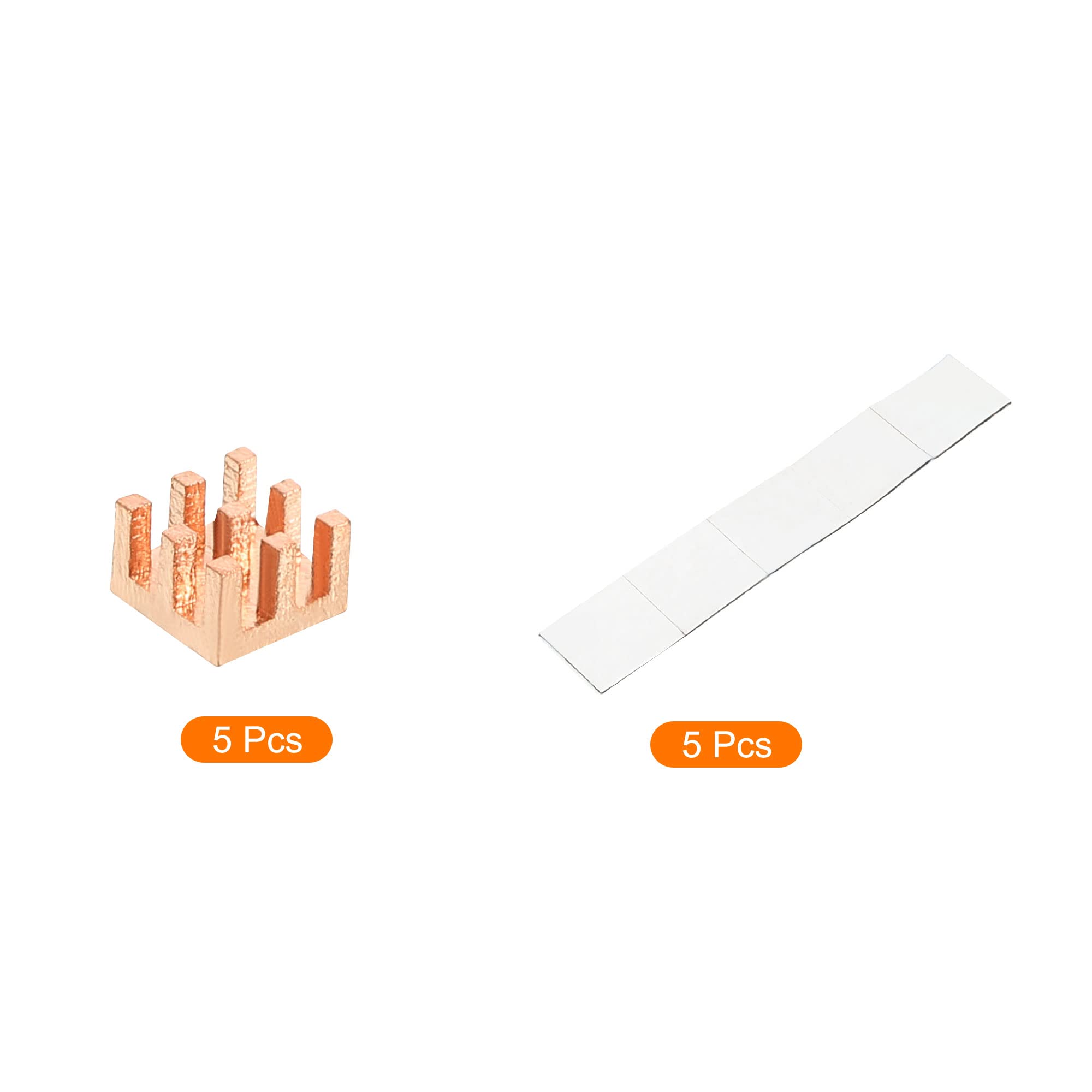 sourcing map 5 sztuk miedzianych radiatorów 6 x 6 x 4 mm samoprzylepnych do chłodnicy chipsetowej IC