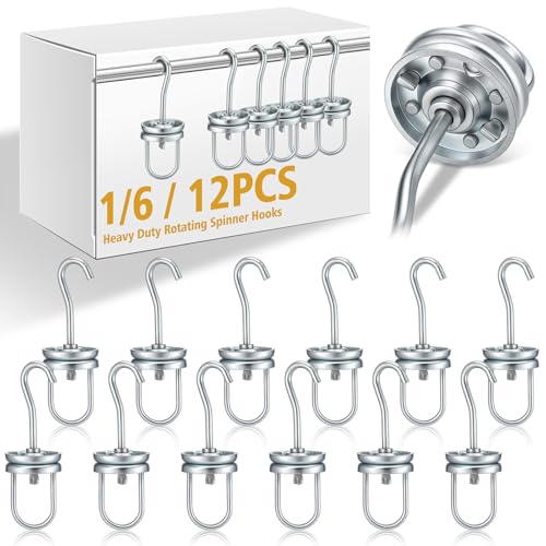 Image of MorningRo 12 Pcs Powder Coating Swivel Hooks 5.4 inch x 1.9 inch Heavy Duty Rotary Spinner Hook Rotating Hanging Oven Painting Spraying Hanger for Wheel Frame Powder Coat Gun Part 250 Lbs Capacity (Silver)