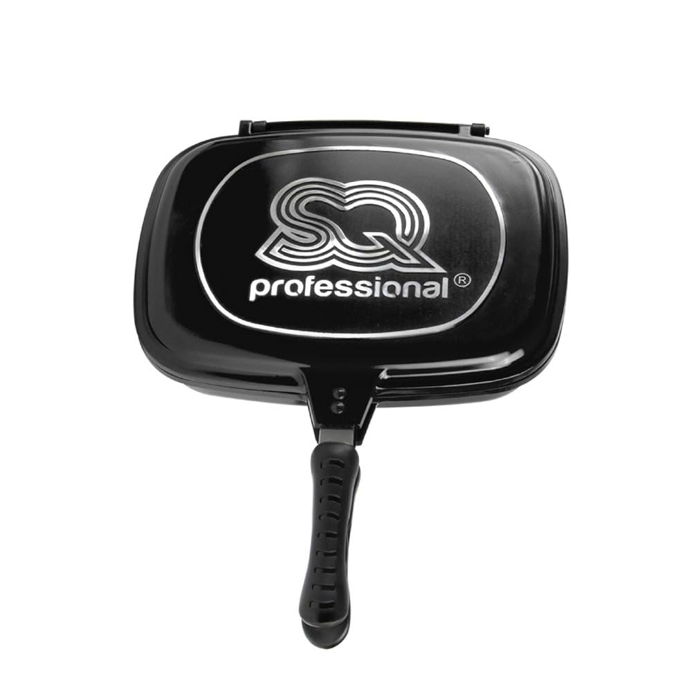 32cm Double Sided Twin Skillet Griddle Frying Magic Pan Black Die-cast Aluminium