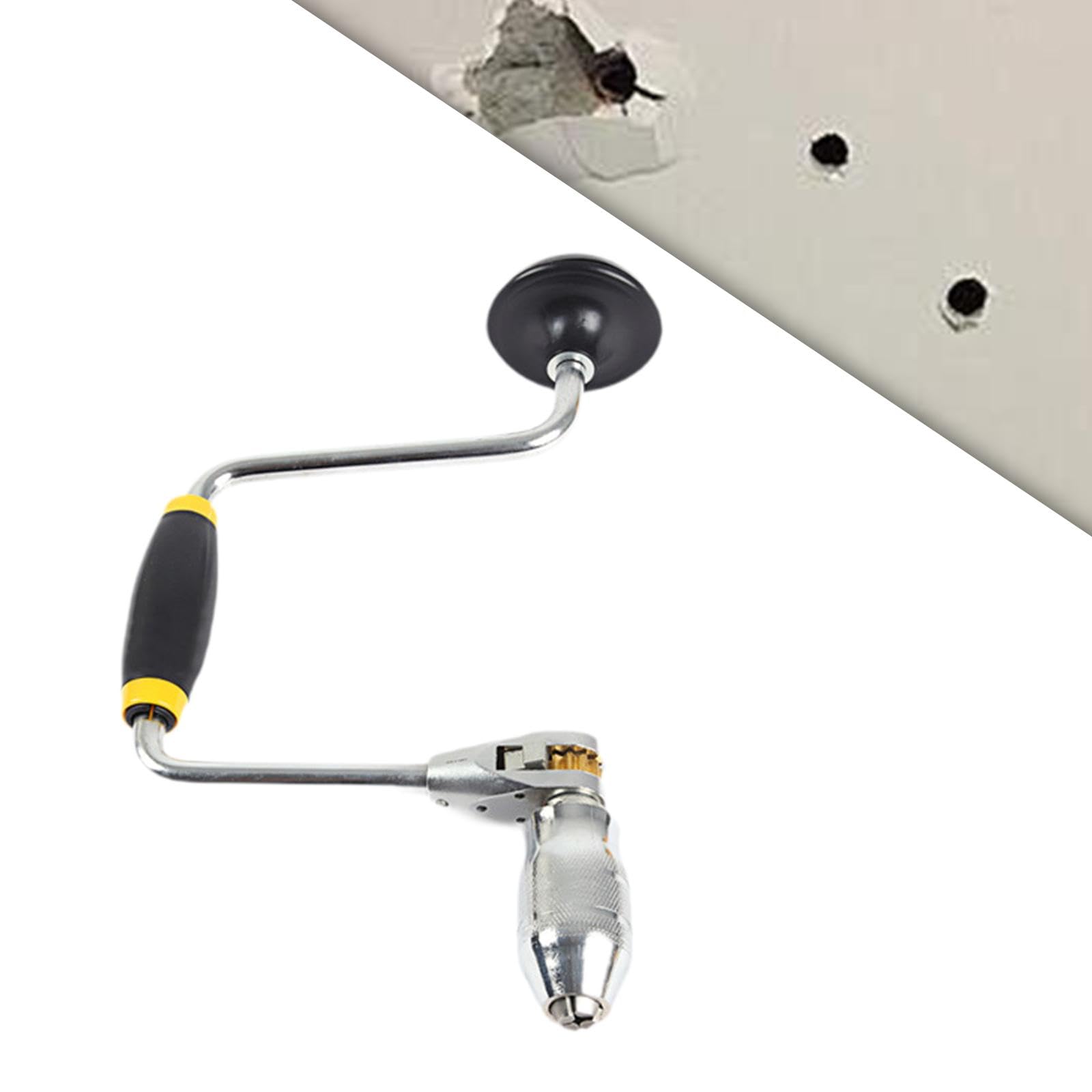 perfk Broca de carpintero, taladro de manivela, herramienta manual para carpintería, portabrocas portátil de 4 mordazas, pinza de broca oscilante para, 33 x 18.5 cm