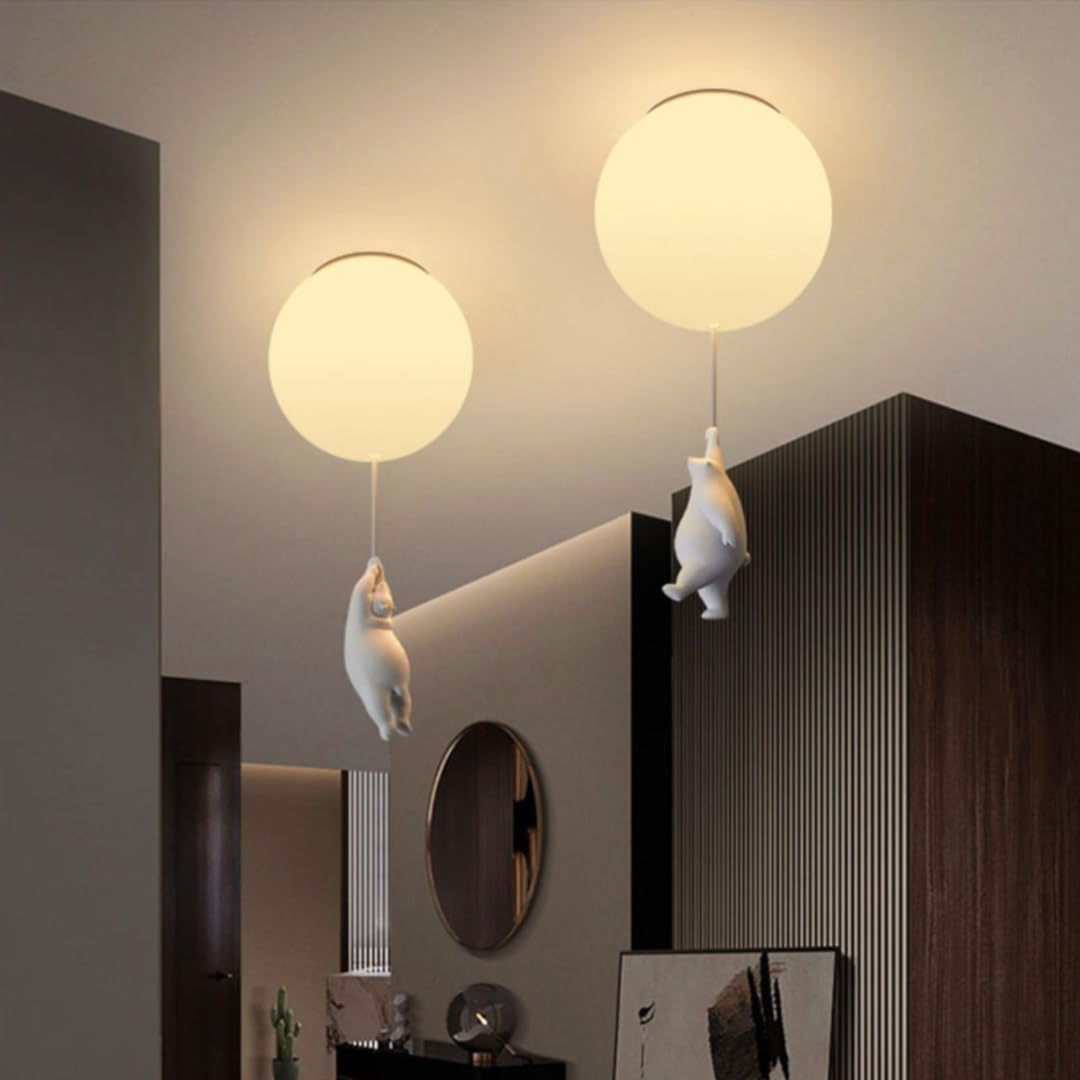 Plafoniera a LED a palloncino creativo con ciondolo a forma di orso polare Lampadario da soffitto per camera da letto per bambini adorabile per camera da letto, camera dei bambini