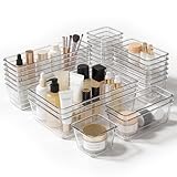 TranRantic 25 Stück Schubladen Organizer Durchsichtig, 4 Größen Make Up Schubladeneinsatz Ordnungssystem, Vielseitig Schubladenorganizer für Schminktisch, Küchen, Büro, Schreibtisch