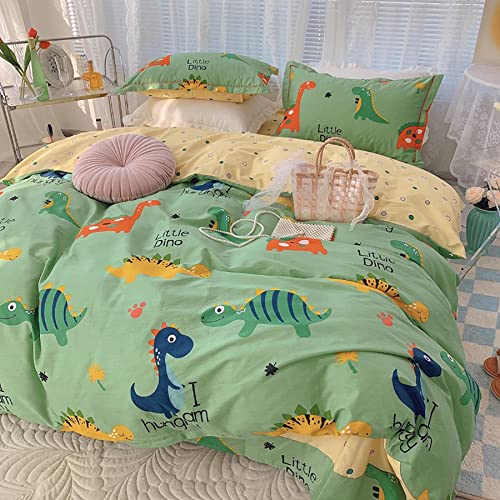 GETIYA Kinder Bettwäsche 100x135 Baumwolle Dino Bettwäsche Grün Mädchen Jungen Bettwäsche Dinosaurier Bunt Dino Bettbezug Grün Gelb Wendebettwäsche Babybettwäsche mit Kissenbezug 40x60 - Image 7