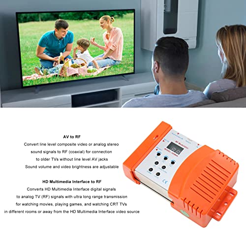 Digital RF Modulator, HDM69 AV to RF Converter Support PAL NTSC Format, HD Modulator for iOS TV, for Fire TV, HDTV Tuner, for Android TV Box (US Plug)